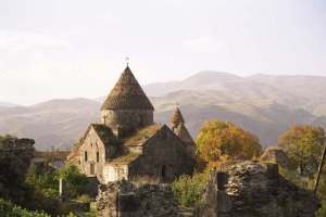 The Sanahin Monastery, the main attraction of the city of Sanahin in northern Armenia.  Located a short distance from the Georgian border, Sanahin is also home to the Mikoyan Brothers Museum. (BarevArmenia.ru)