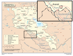 UN Map of Armenia with the Araks corridor highlighted.